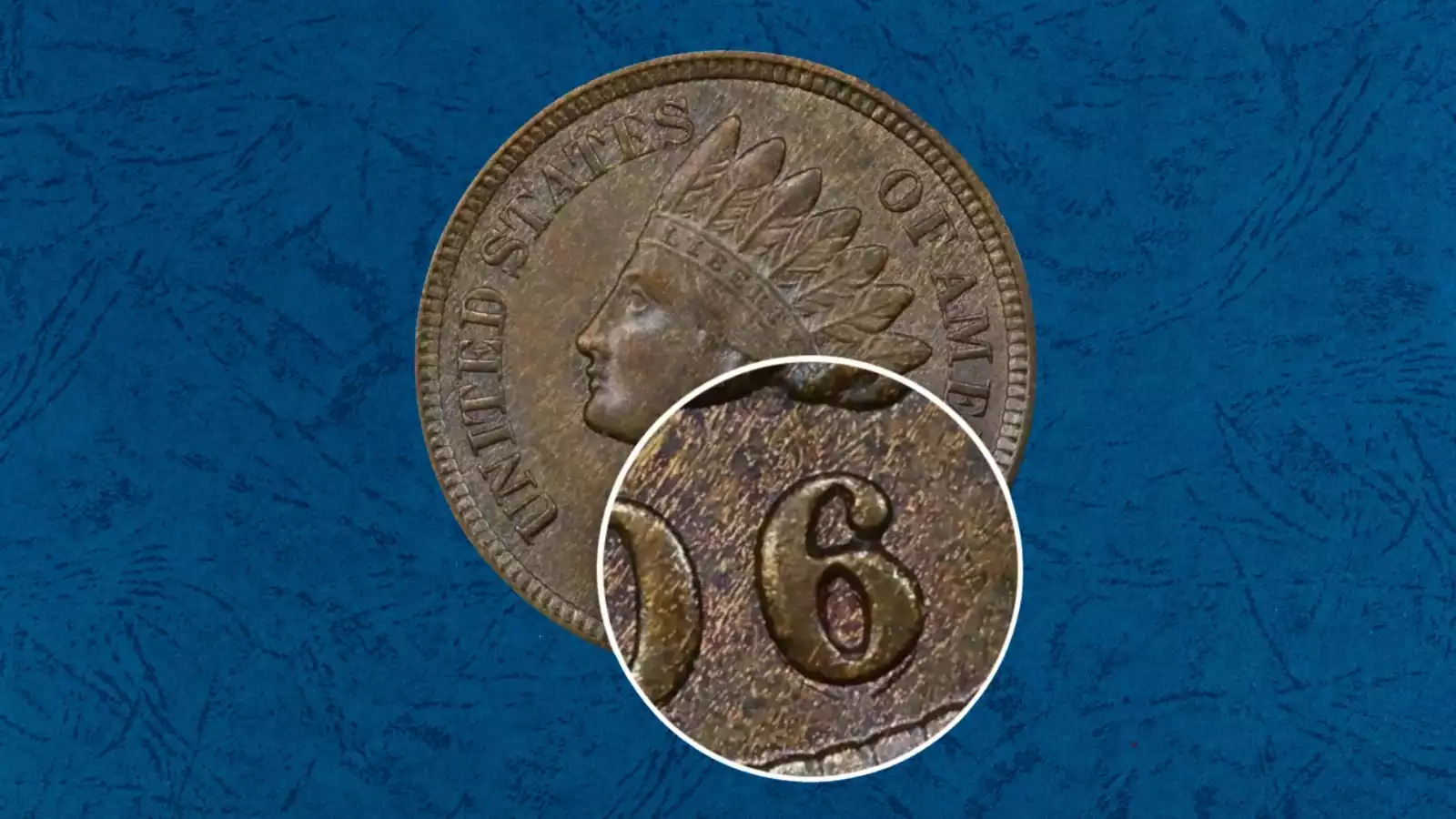 1906 Indian Head penny Snow-20 overdate close-up showing ghost of 1905 '5' beneath the '6' in the date