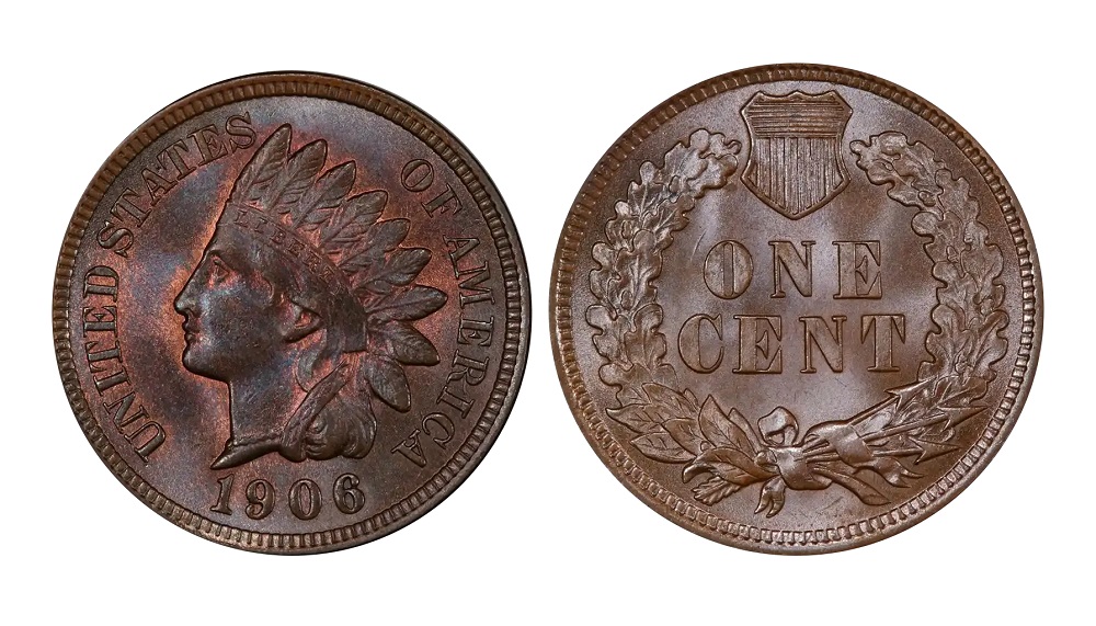 1906 Indian Head penny Doubled Die Obverse showing clear doubling on LIBERTY inscription on Liberty's headband